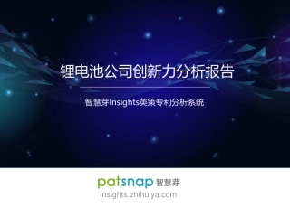 智慧芽Insights：锂电池技术全景分析报告