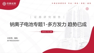 钠离子电池专题1-多方发力，趋势已成-中泰证券