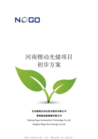 【推荐】河南锂动光储项目初步方案