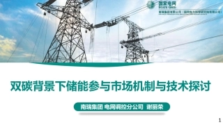 谢丽荣-双碳背景下储能参与市场机制与技术探讨