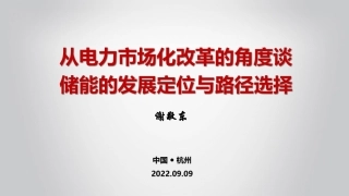 谢敬东-从电力市场化改革的角度谈储能的发展定位和路径选择