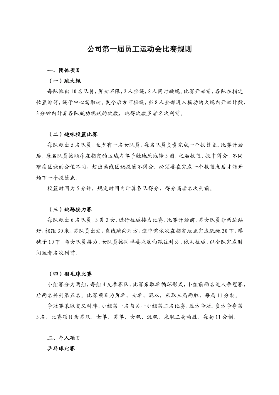 公司第一届员工运动会比赛规则_第1页