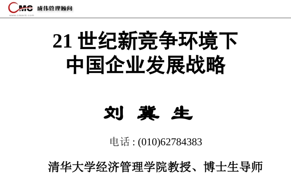 清华大学著名战略专家，chengwei总裁的演讲-21世纪新竞争环境下中国企业发展战略(1)(1)