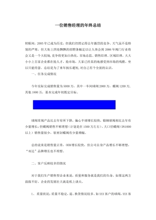 一位销售经理的年终总结