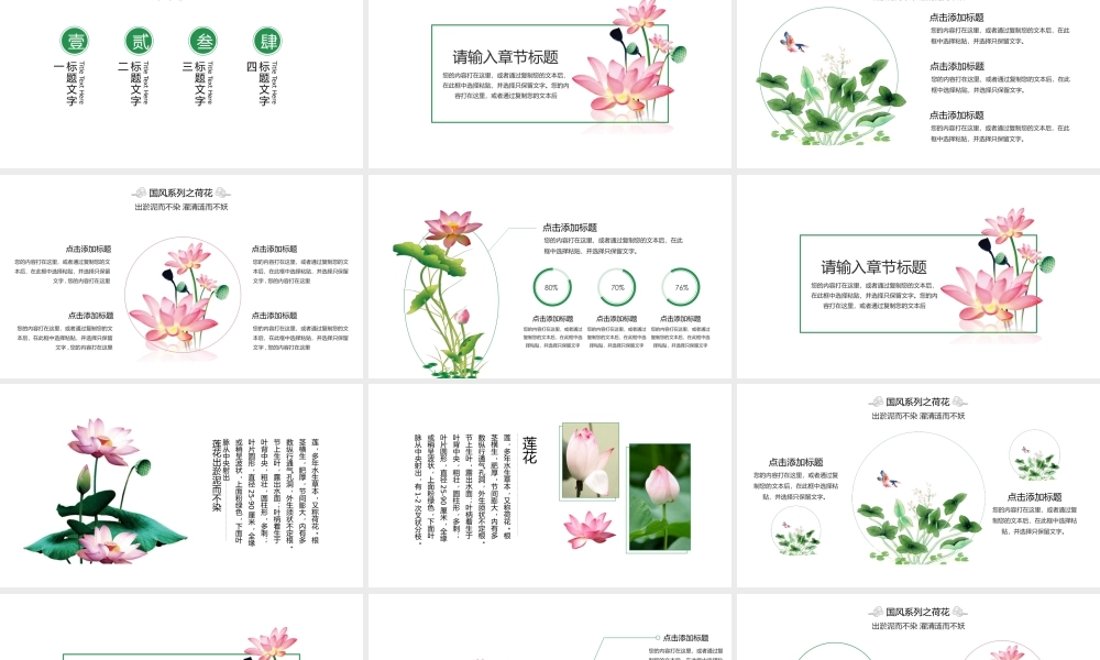 中国风动态PPT出淤泥而不染 濯清涟而不妖