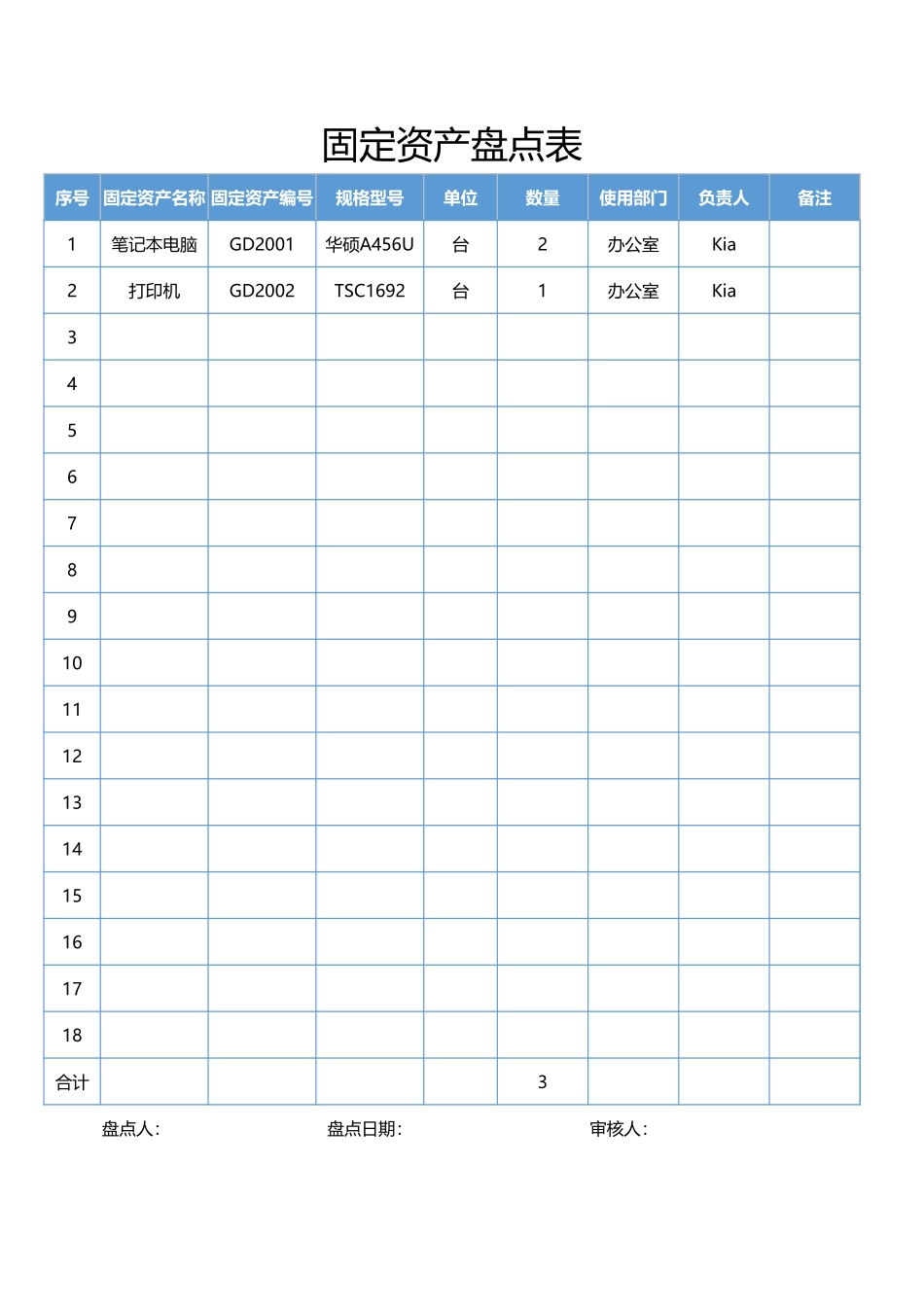 固定资产盘点表6_第1页