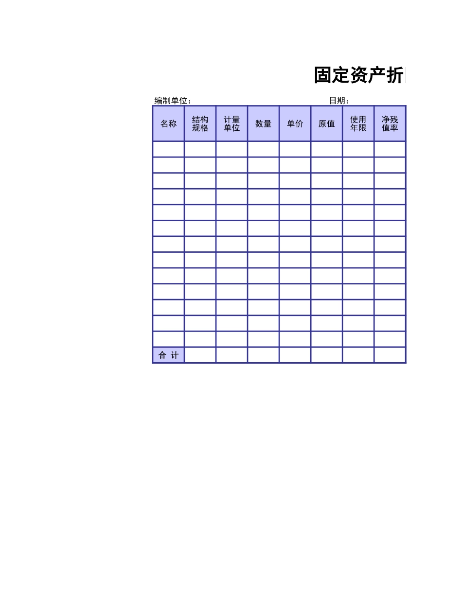 固定资产折旧明细表_第1页