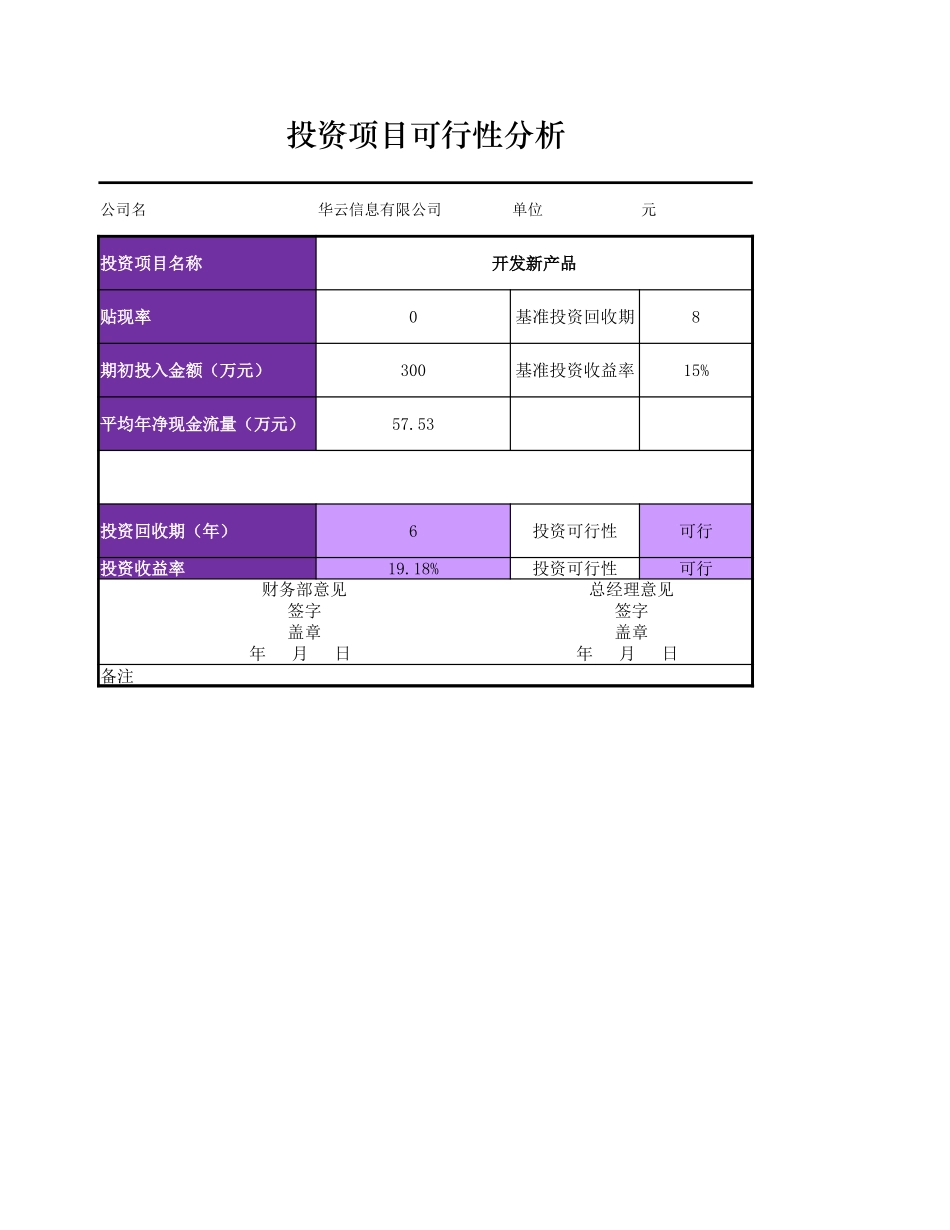 投资静态指标评价模型_第1页