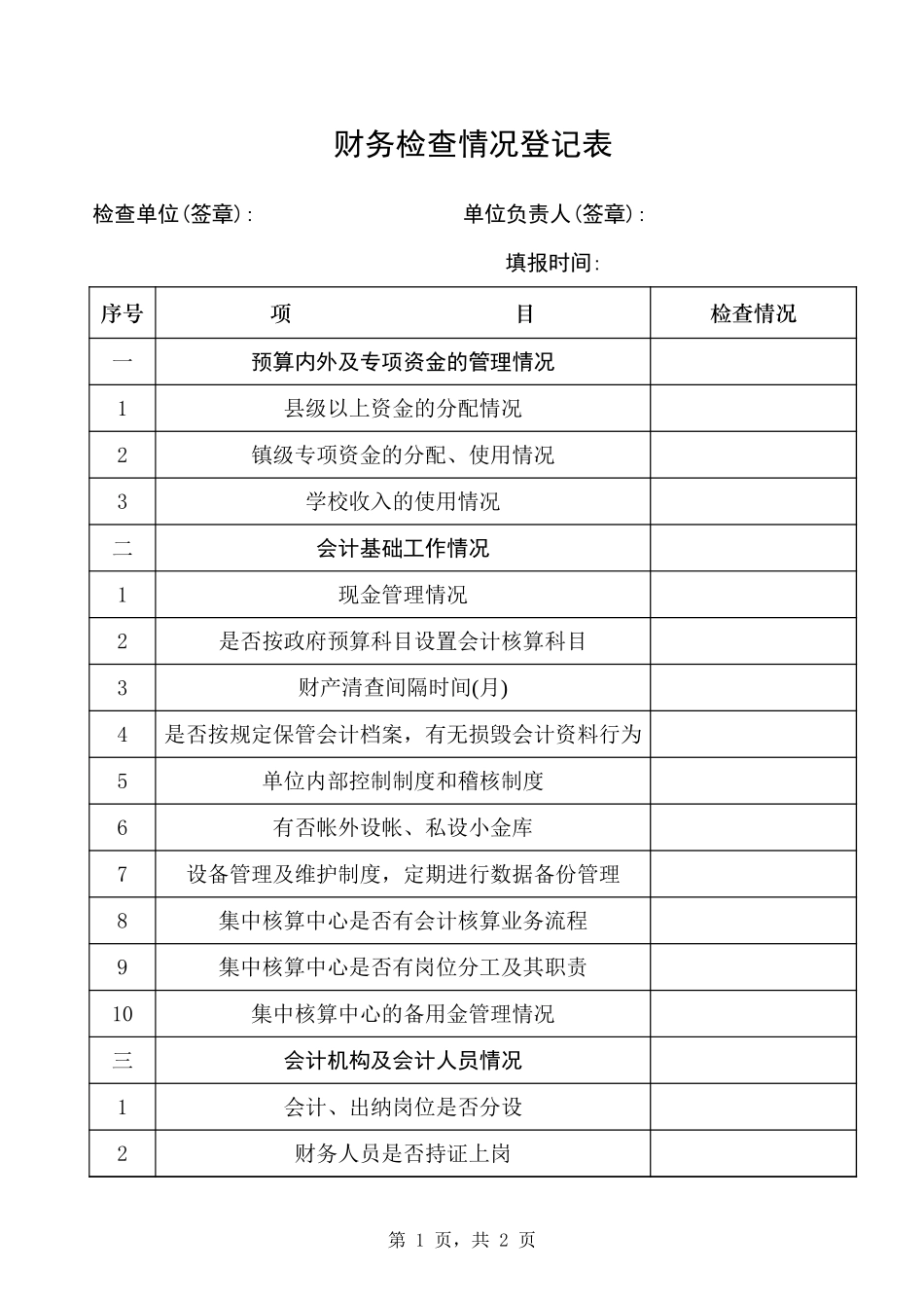 财务检查情况登记表【盘古文库】_第1页
