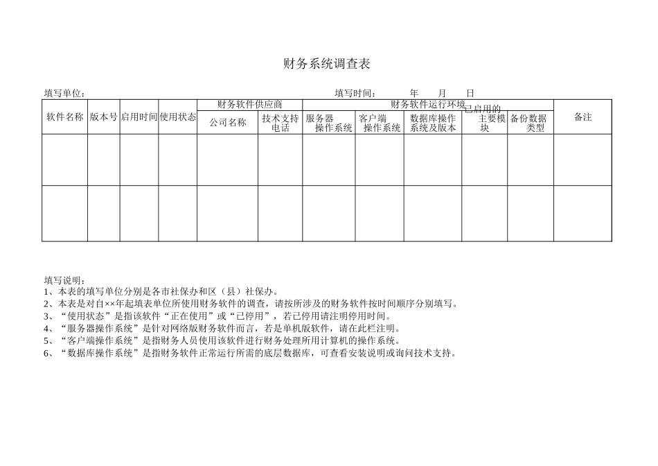 财务系统调查表【盘古文库】_第1页