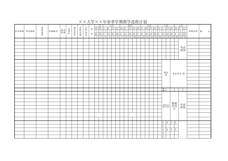 大学学期教学进程计划【盘古文库】_第1页