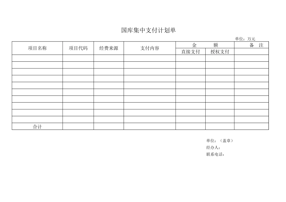 国库集中支付计划单【盘古文库】_第1页