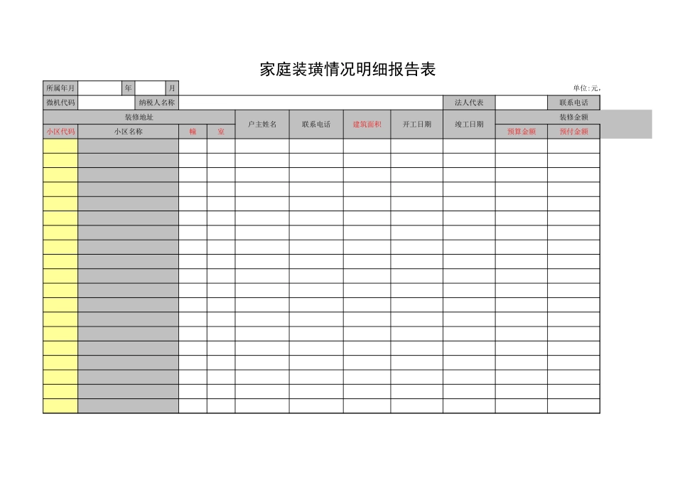 家庭装璜情况明细报告表-资料_第1页