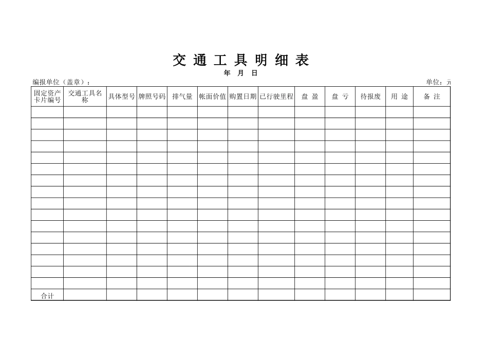 交通工具明细表-文档_第1页