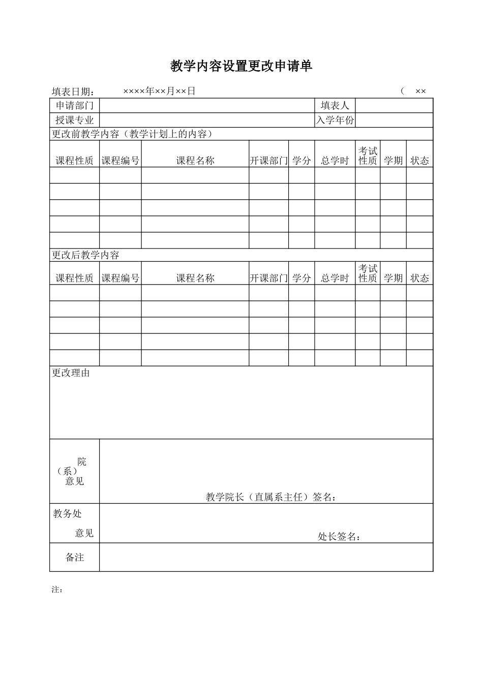 教学内容设置更改申请单-文库_第1页