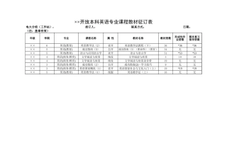 开放本科英语专业课程教材征订表-文档