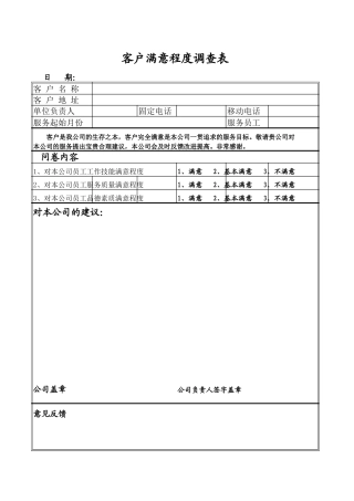 客户满意程度调查表-文档