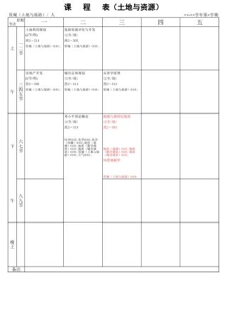 课程表（土地与资源）【盘古文库】