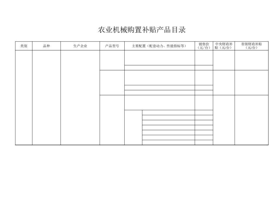 农业机械购置补贴产品目录表excel表格_第1页