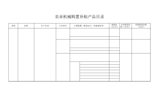 农业机械购置补贴产品目录表excel表格
