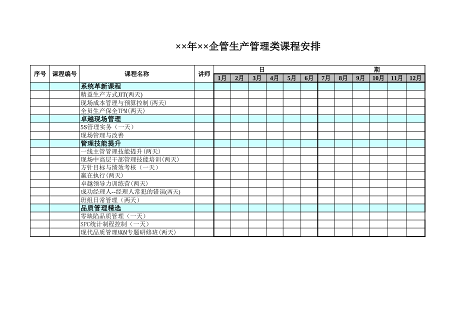 企管生产管理类课程安排-文库_第1页