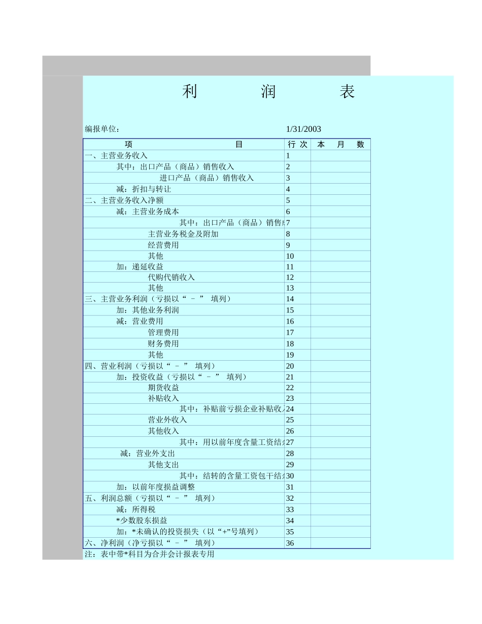 企业利润表-Excel表格_第1页