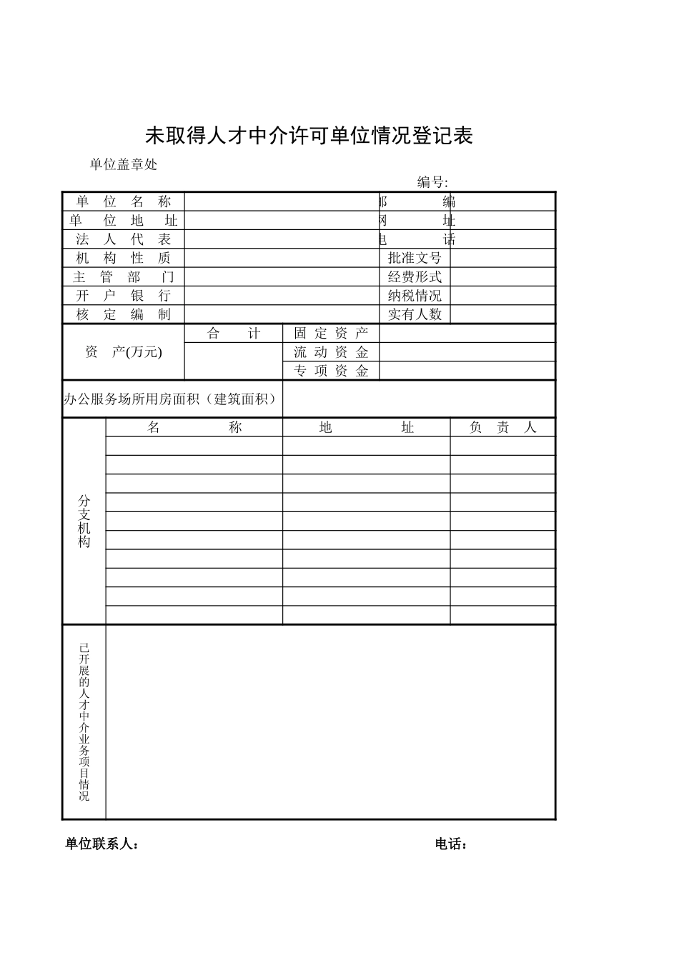 人才中介许可登excel表格_第1页