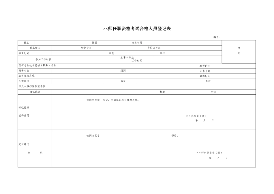 任职资格考试合格人员登记表-文库_第1页