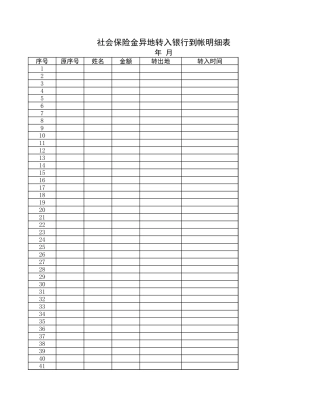 社会保险金异地转入银行到帐明细表【盘古文库】