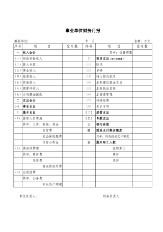 事业单位财务月报【盘古文库】