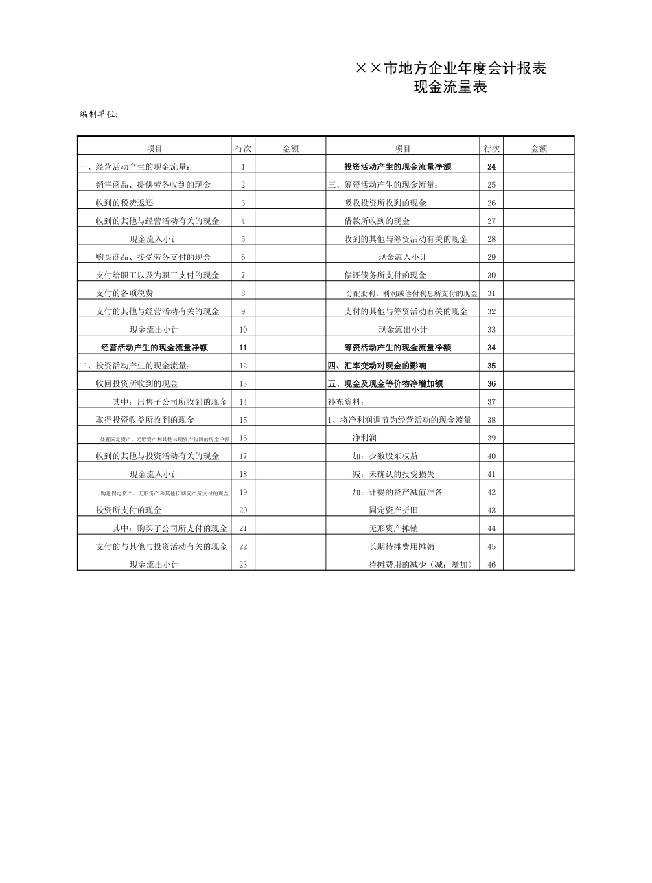现金流量表模板-盘古文库免费下载_第1页