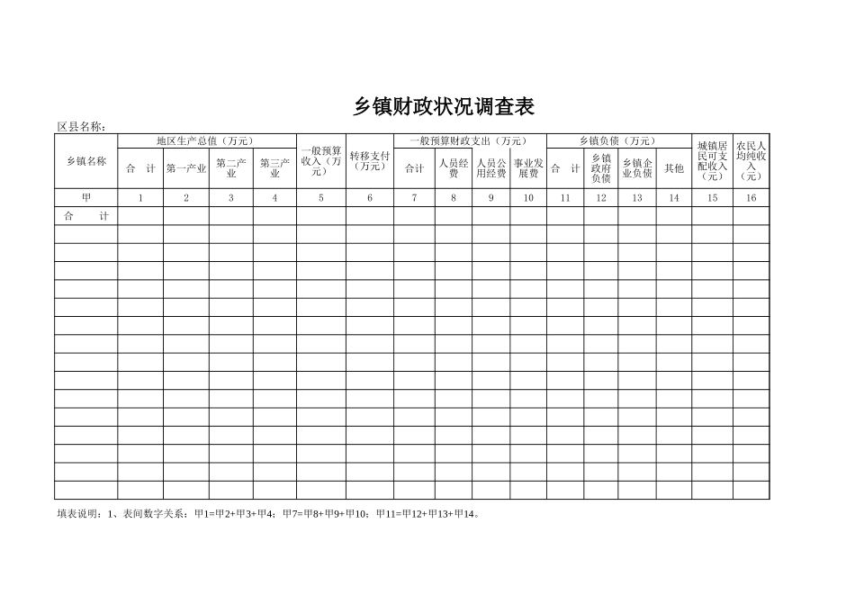 乡镇财政状况调查表-免费下载_第1页