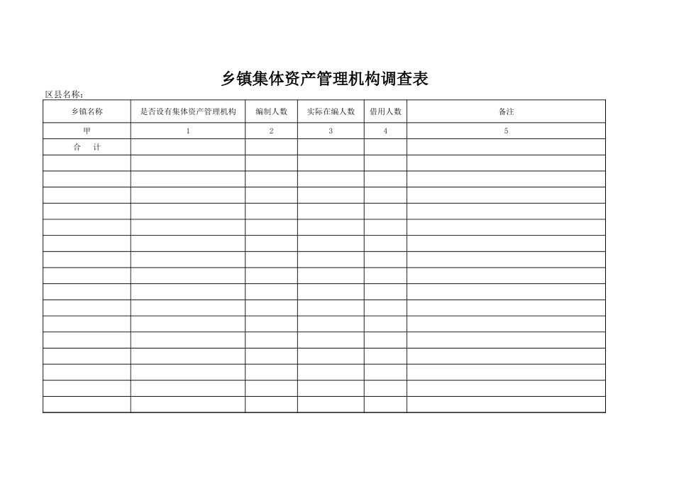 乡镇集体资产管理机构调查表-免费下载_第1页