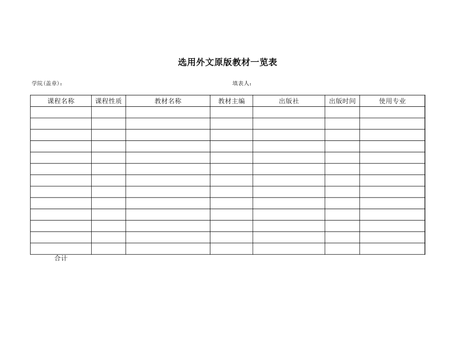 选用外文原版教材一览表【盘古教育】_第1页