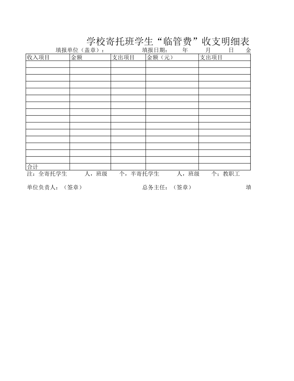 学校寄托班学生“临管费”收支明细表-盘古文库_第1页