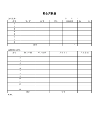 资金周报表-盘古文库免费下载