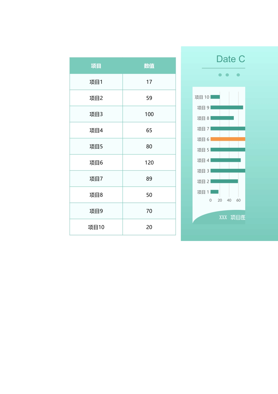 绿色清新条形图设计Excel图表_第1页