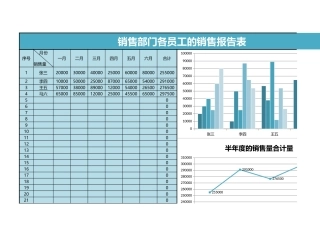 员工半年度的销量报告表
