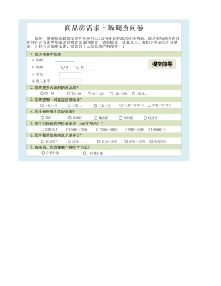 商品房需求市场调查问卷-盘古文库免费下载