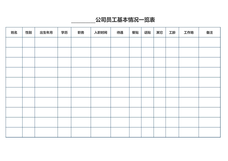 公司员工基本情况一览表_第1页