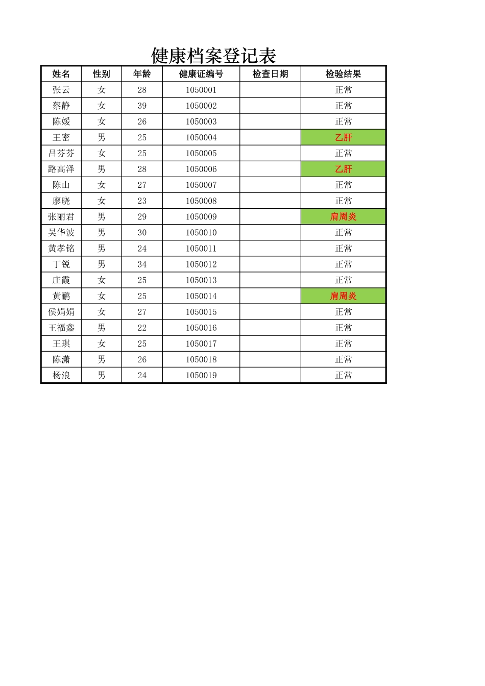 健康档案登记表1_第1页