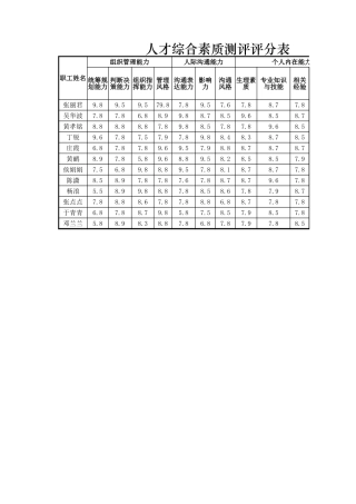 人才综合素质测评评分表