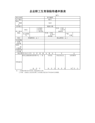 生育保险费用申报表