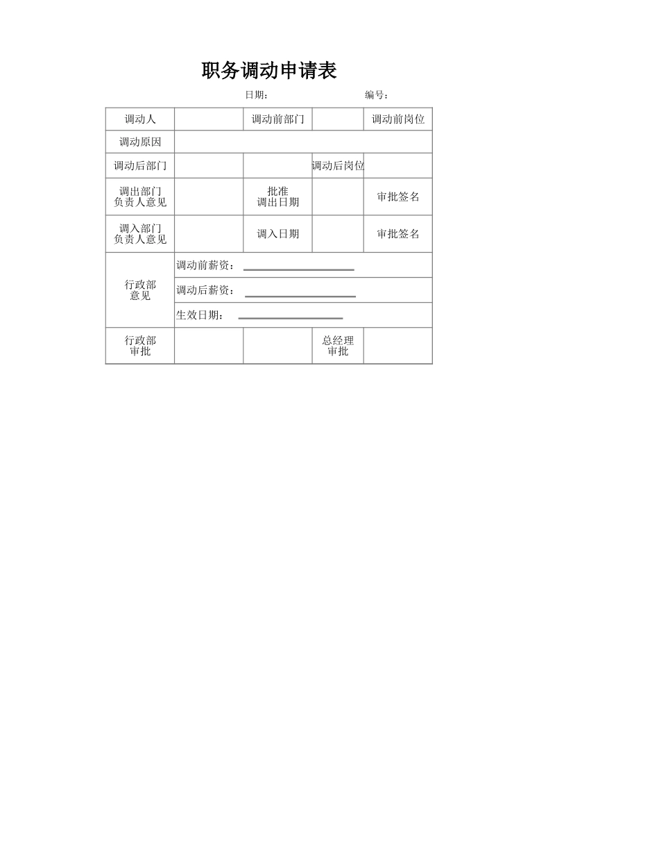 文件20  职务调动申请表_第1页