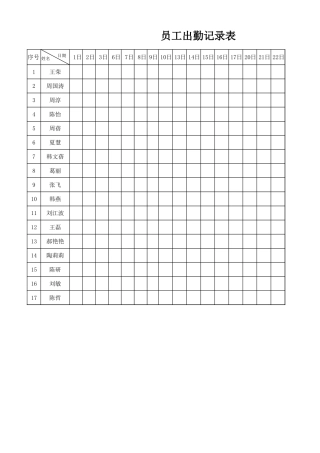 员工出勤记录表