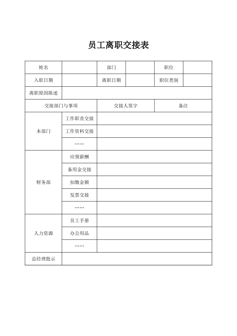 员工离职交接表_第1页