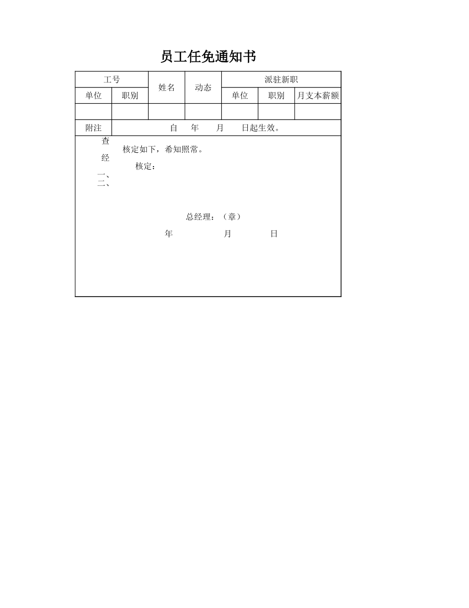 员工任免通知书_第1页