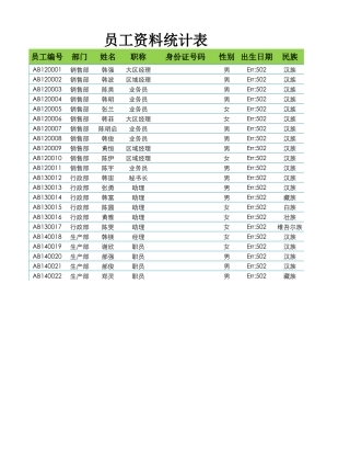 员工资料查询表