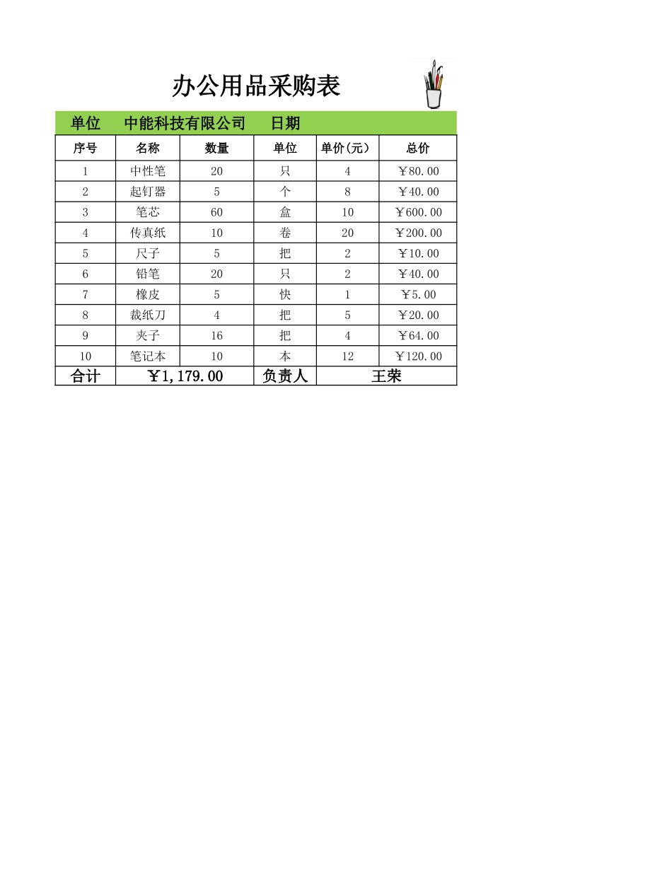 办公用品采购表_第1页