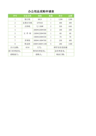 办公用品采购申请表